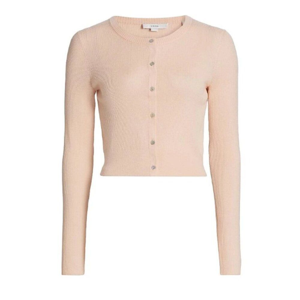 NEW Vince Ribbed Cashmere-Silk Slim Cardigan Spring classic - Picture 4 of 8